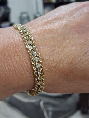 Gold Plated CZ Double Rope Bracelet 7.5"
